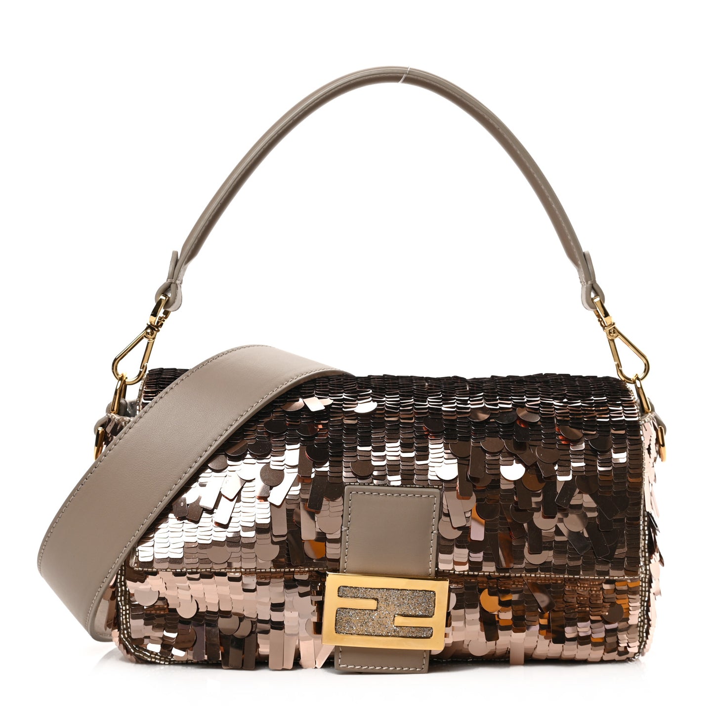 Sequin Paillettes Vitello Grace Sex and the City Baguette Tortora