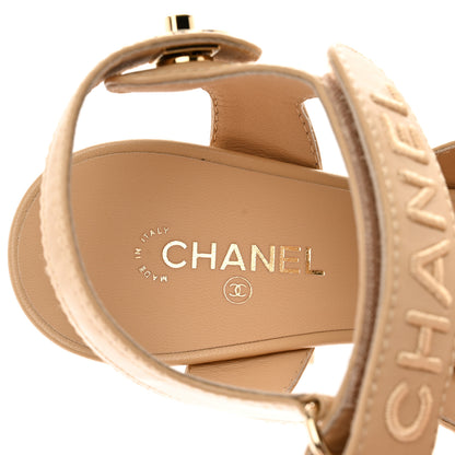 Chanel Goatskin CC Turnlock Sandals 37.5 Beige 7 of 11