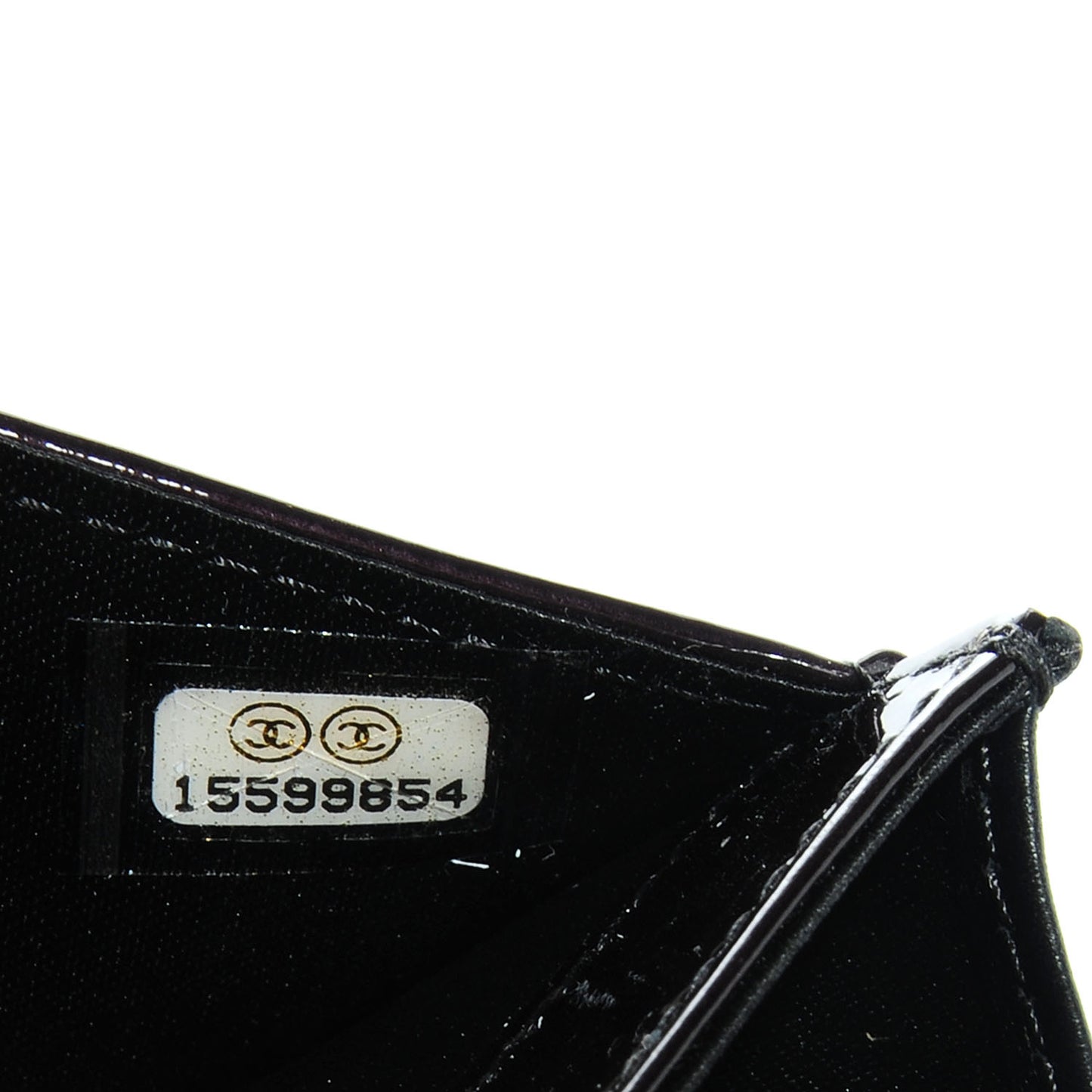 Patent Camellia Embossed Card Holder Black