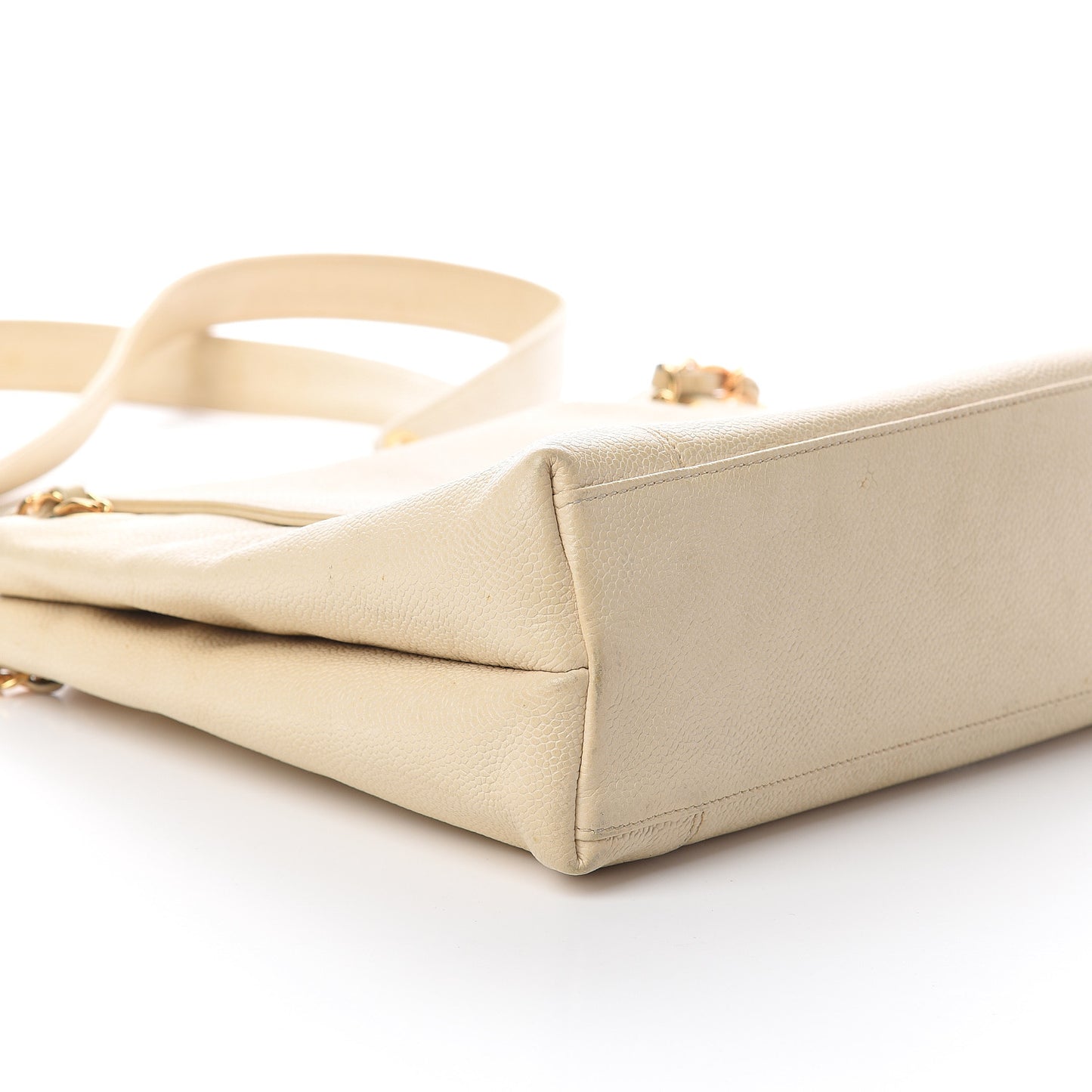 Caviar Flap Shoulder Bag Light Beige