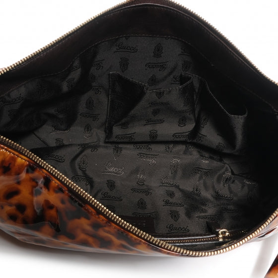 Patent Hysteria Large Clutch Tortoise Brown