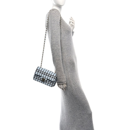 Chanel Tweed Quilted Mini Rectangular Flap Light Blue 2 of 10