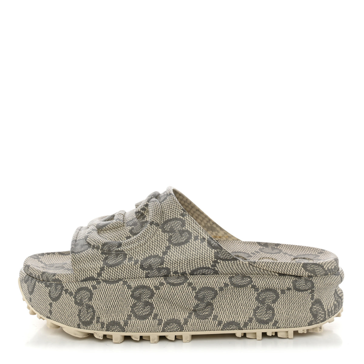 Gucci Cubic Rubber GG Monogram Womens Interlocking G Platform 42mm Slide Sandals 36 Beige Ebony 1 of 11