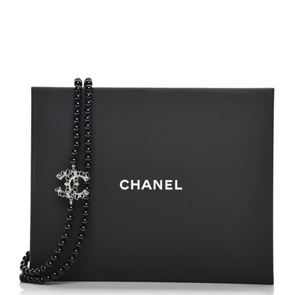 Chanel Ruthenium Baguette Crystal CC Beaded Long Necklace Black 6 of 6