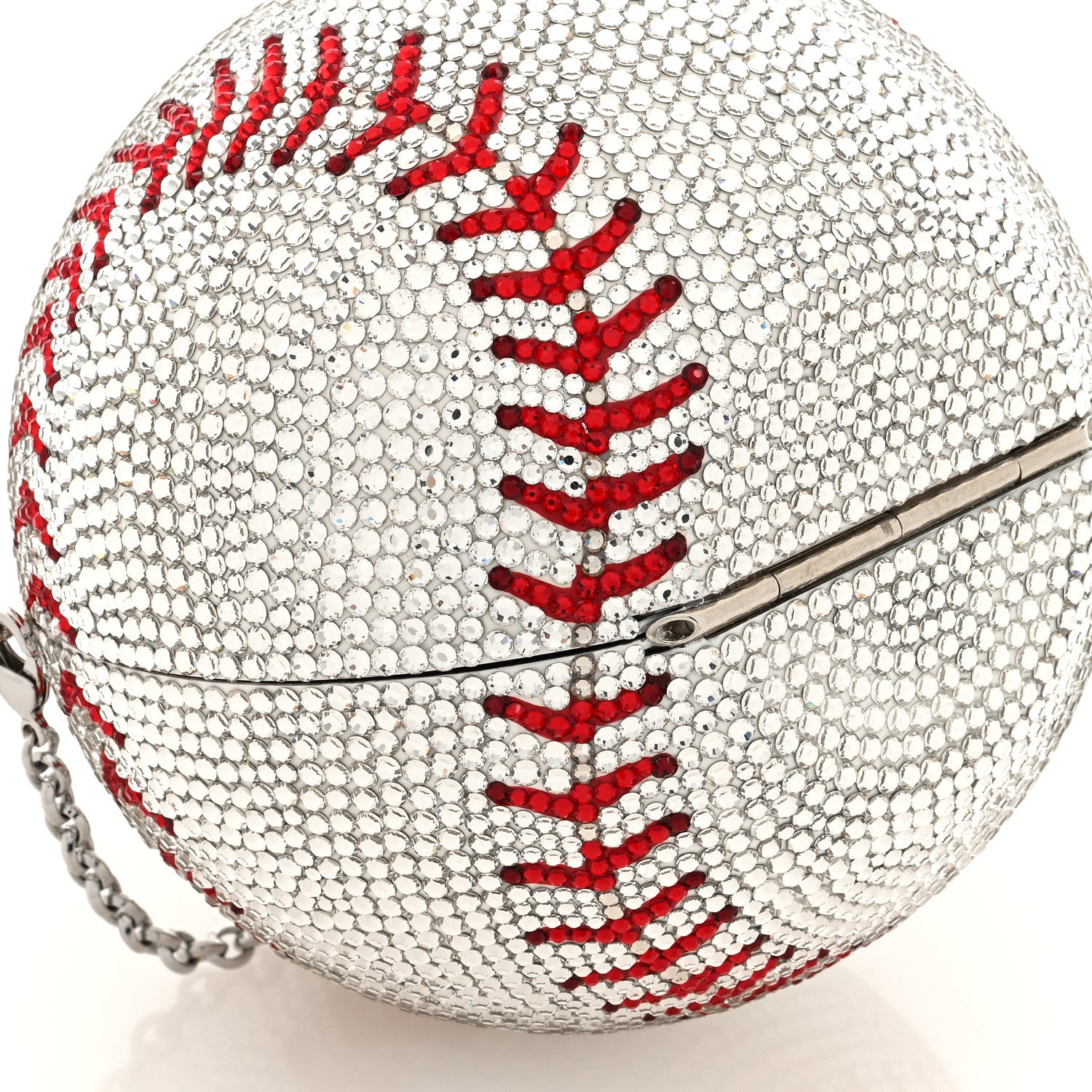 Judith Leiber Crystal Baseball Clutch Silver 8 of 10