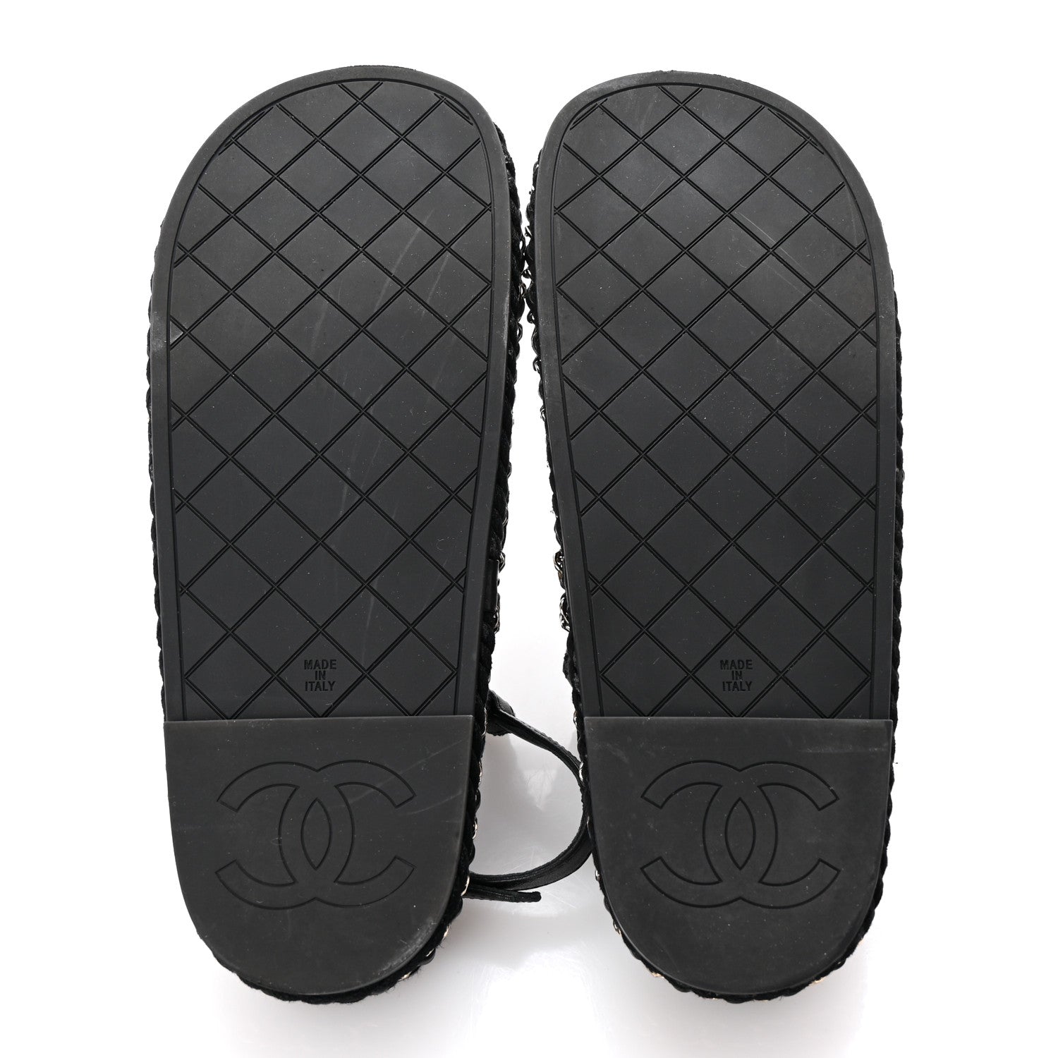Chanel Lambskin Cord Chain CC Sandals 37 Black 6 of 9