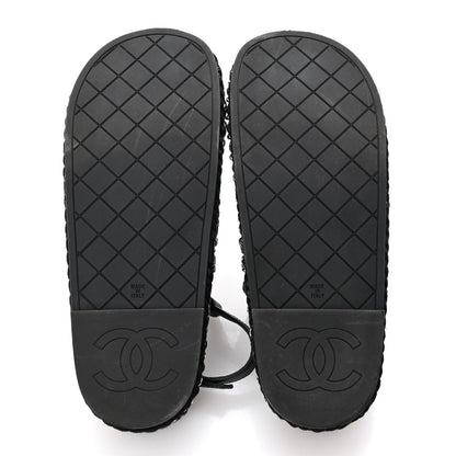Chanel Lambskin Cord Chain CC Sandals 37 Black 6 of 9