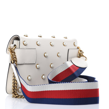 Gucci Nappa Pearl Studded Mini Queen Margaret Broadway Shoulder Bag Mystic White 3 of 9