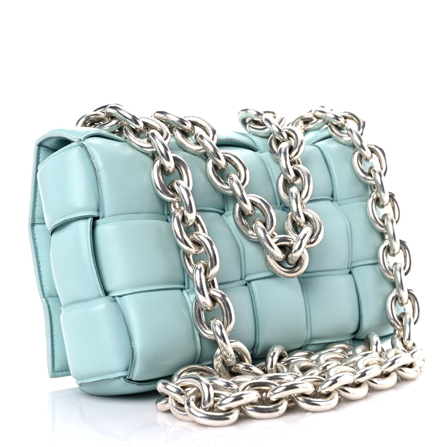 Bottega Veneta Lambskin Maxi Intreccio Padded Chain Cassette Crossbody Bag Spearmint 3 of 17