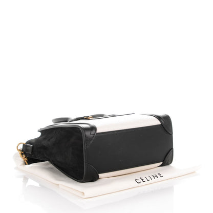 Celine Bullhide Calfskin Suede Nano Bi-Color Luggage White 4 of 7