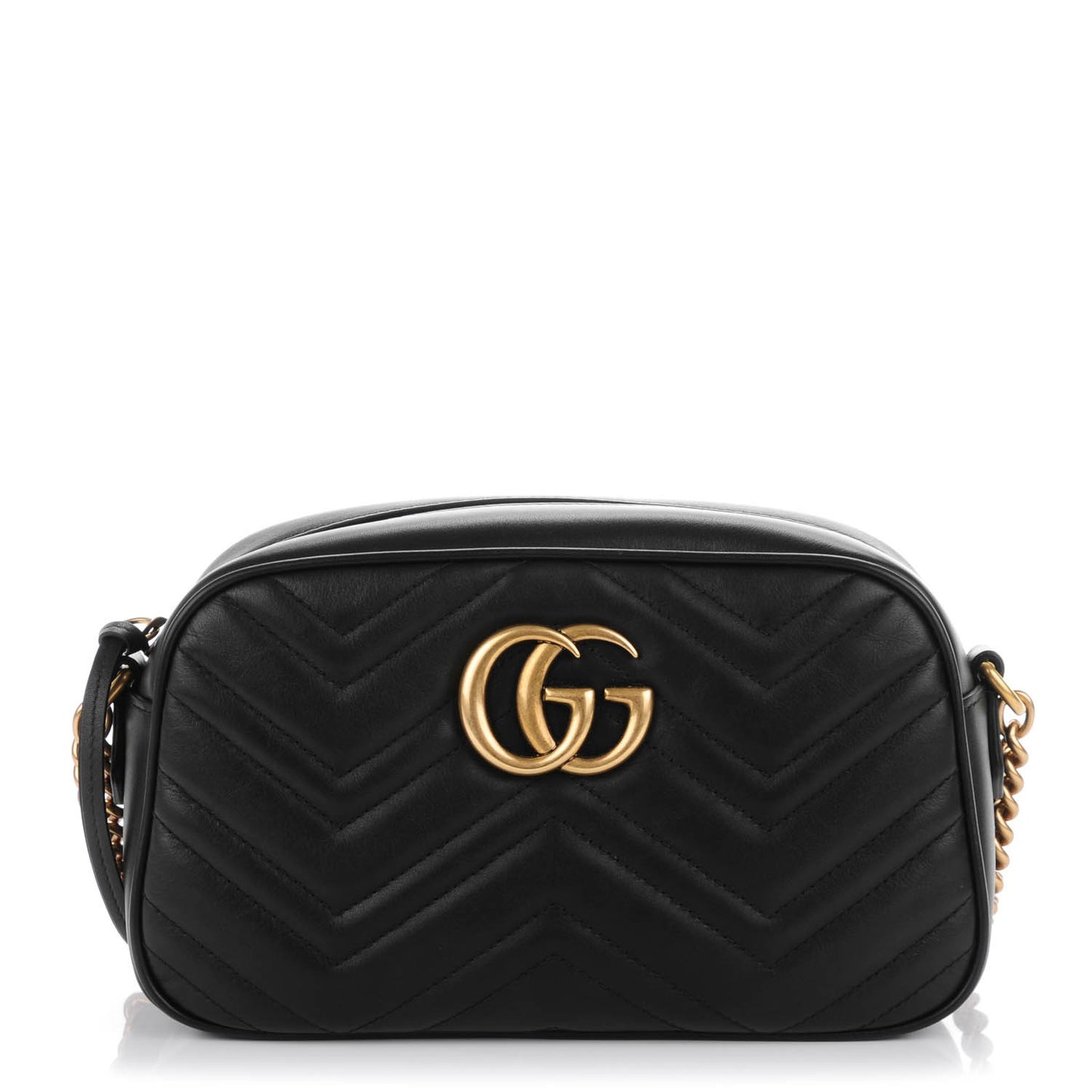 Calfskin Matelasse Small GG Marmont Chain Shoulder Bag Black