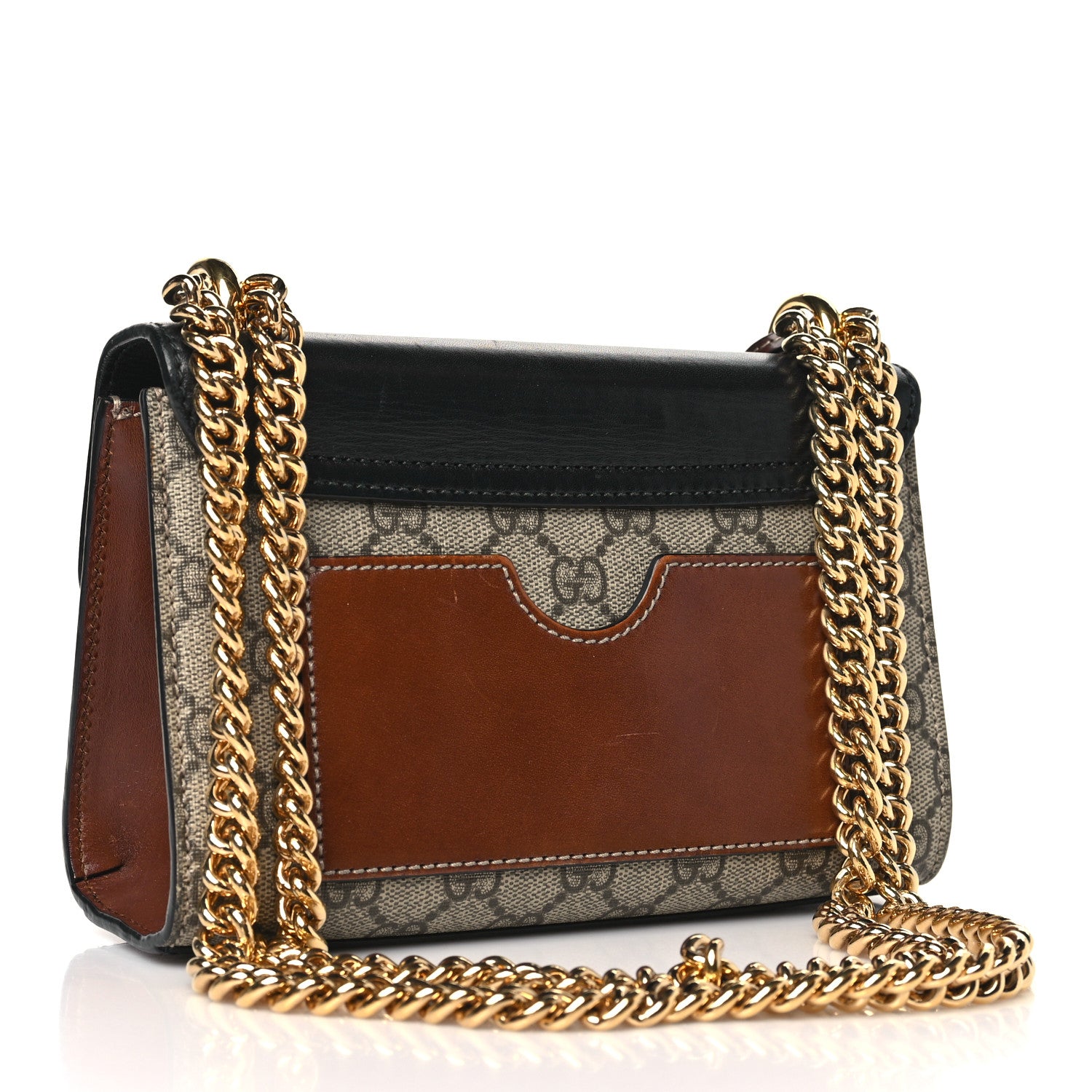 Gucci GG Supreme Monogram Calfskin Small Padlock Shoulder Bag Beige Black Cuir 3 of 12