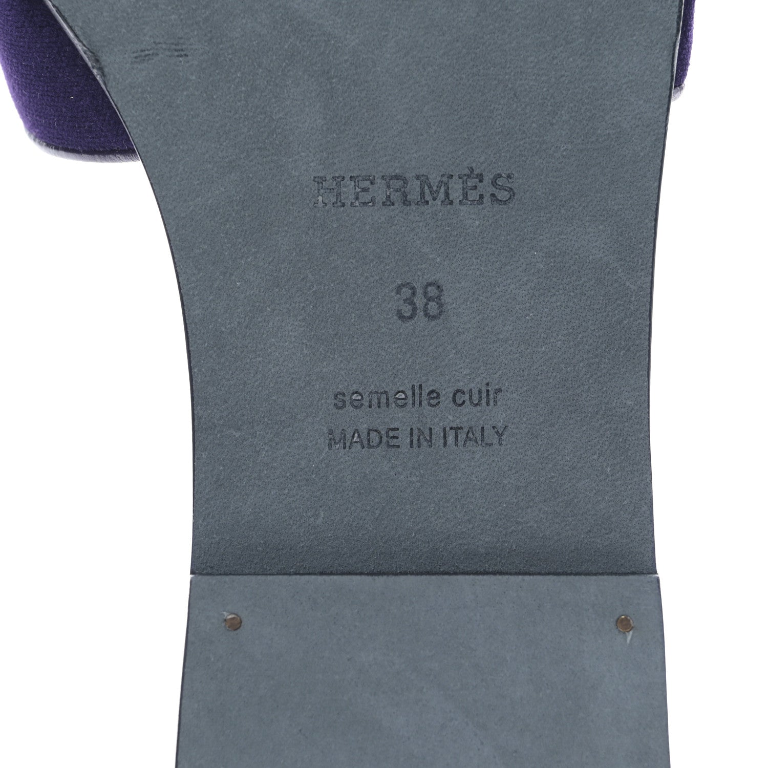 Hermes Velvet Nappa Oran Sandals 38 Violet Fonce 6 of 8
