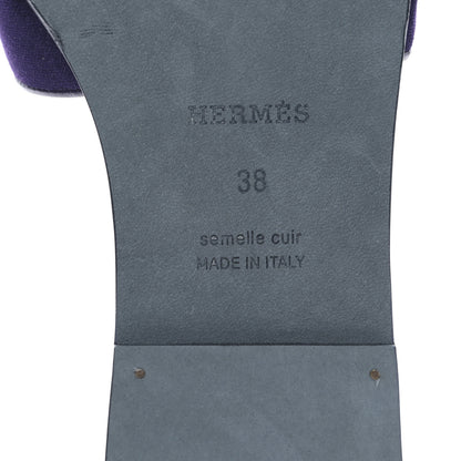 Hermes Velvet Nappa Oran Sandals 38 Violet Fonce 6 of 8