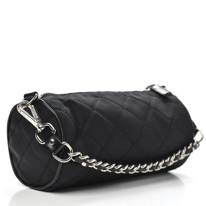 Prada Tessuto Nylon Impunturato Quilted Chain Pochette Black 3 of 9