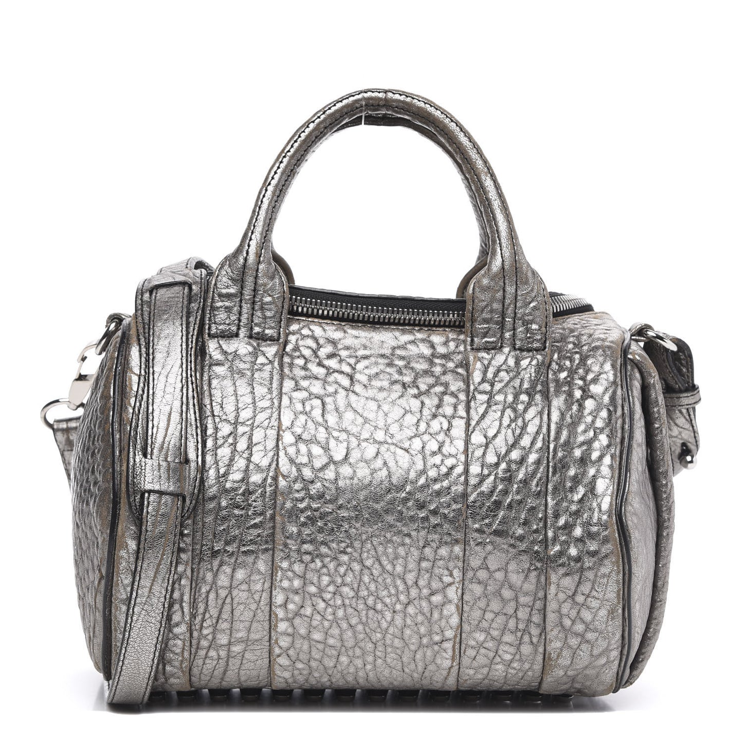 Metallic Pebbled Lambskin Rockie Carbon Silver Hardware