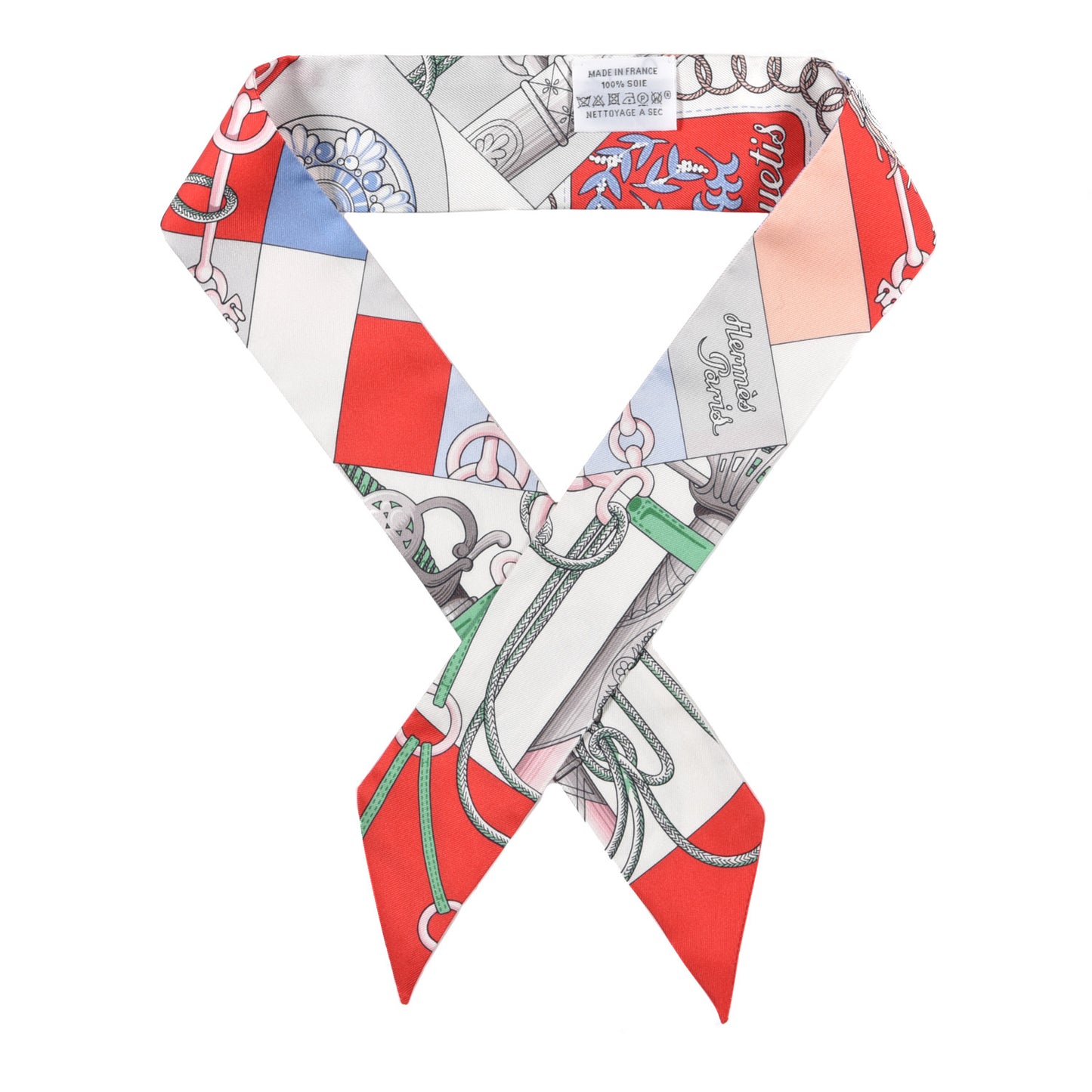 Silk Cliquetis Twilly Grenadine White Vert