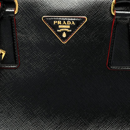 Prada Saffiano Vernice Small Promenade Tote Black Rosso 7 of 13