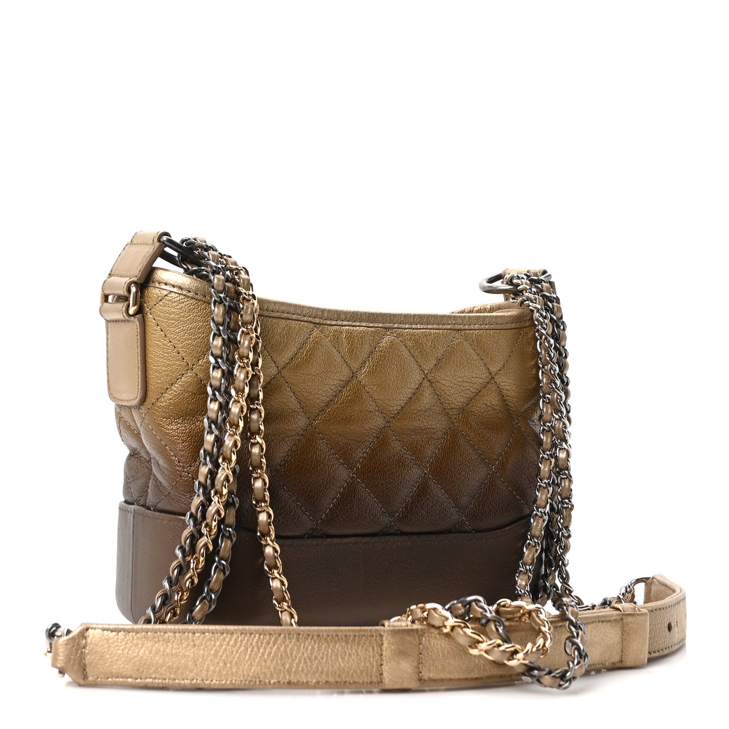 Metallic Goatskin Quilted Small Gabrielle Hobo Gold Bronze