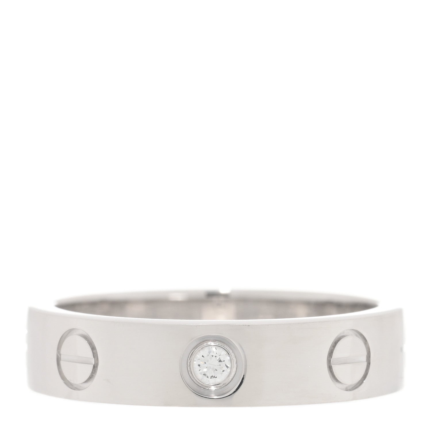 Cartier 18K White Gold Diamond 4mm LOVE Wedding Band Ring 48 4.5 1 of 4