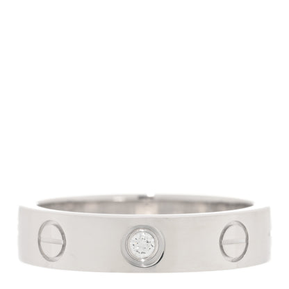 Cartier 18K White Gold Diamond 4mm LOVE Wedding Band Ring 48 4.5 1 of 4