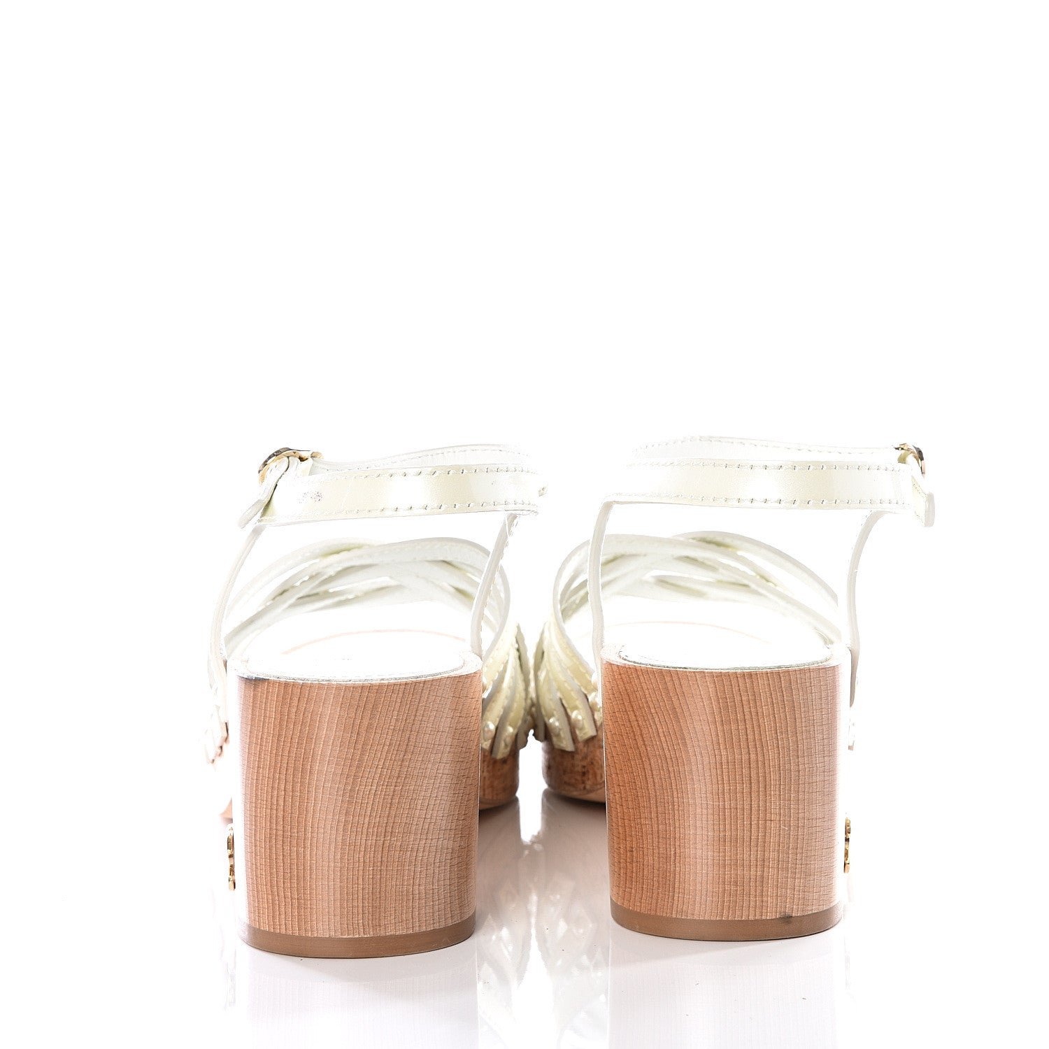 Chanel Patent Cork Mykonos Wedge Sandals 40 Beige 5 of 10