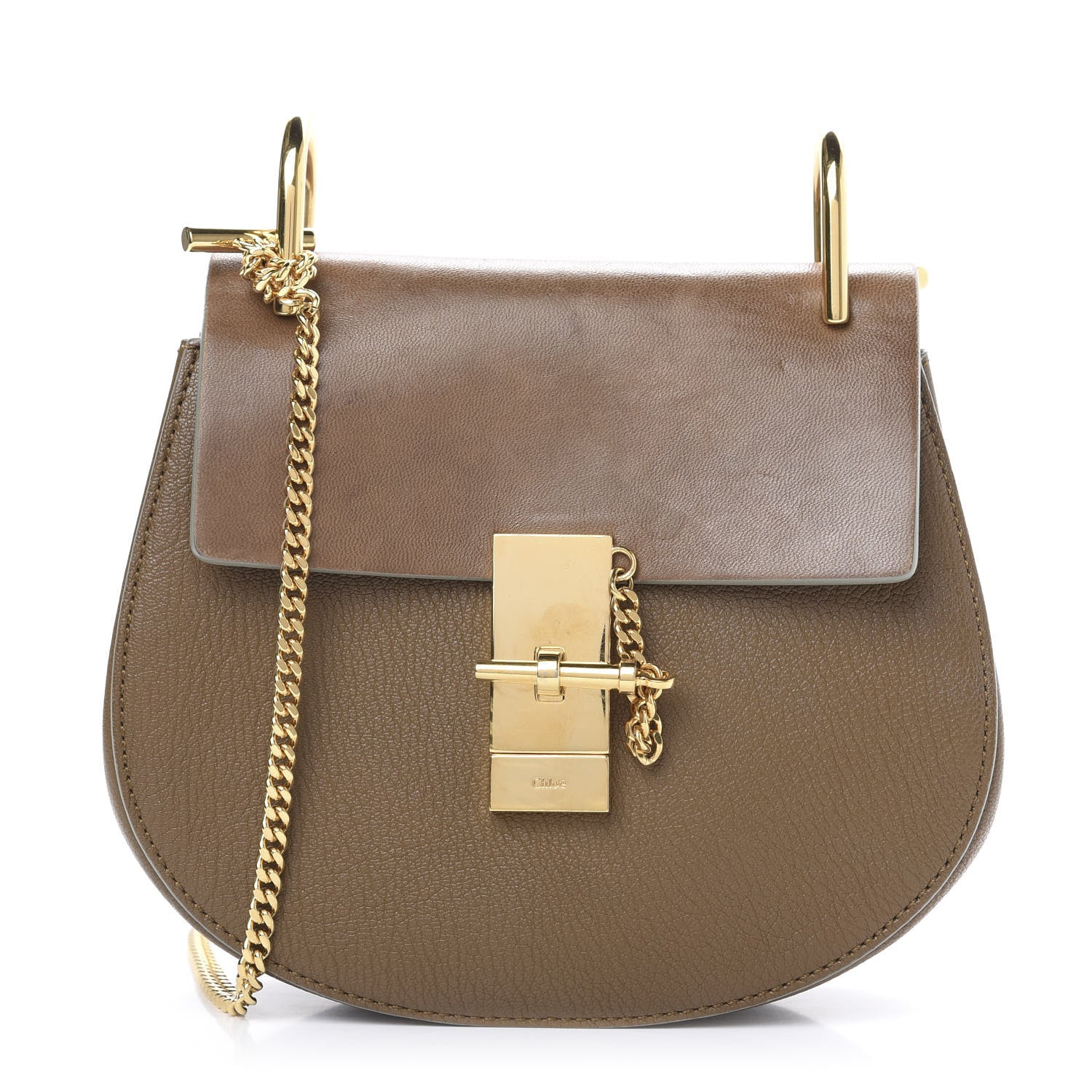 Chloe Grained Lambskin Nano Drew Shoulder Bag Woody Khaki 1 of 10