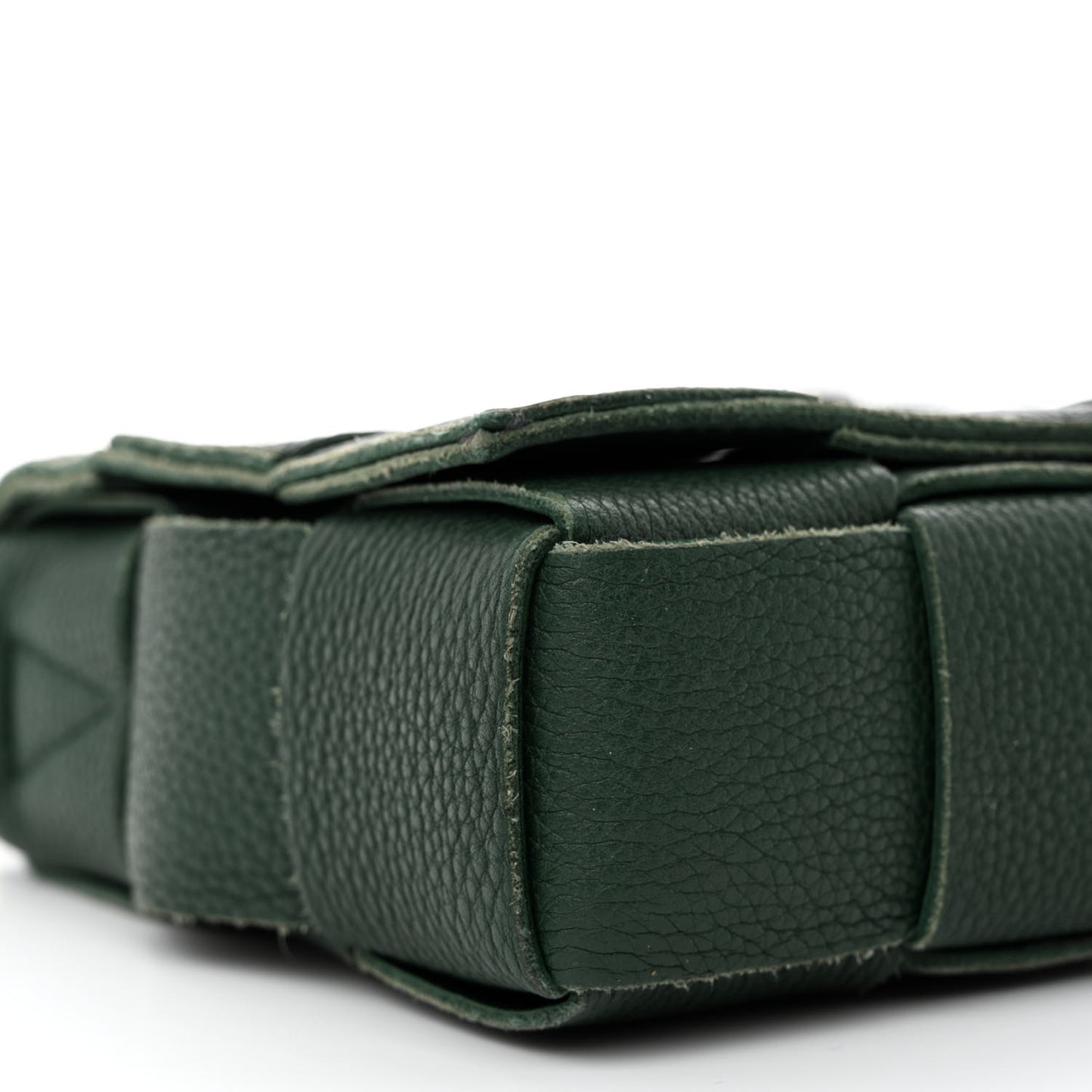 Grained Calfskin Maxi Intrecciato Cassette Crossbody Bag Raintree Green