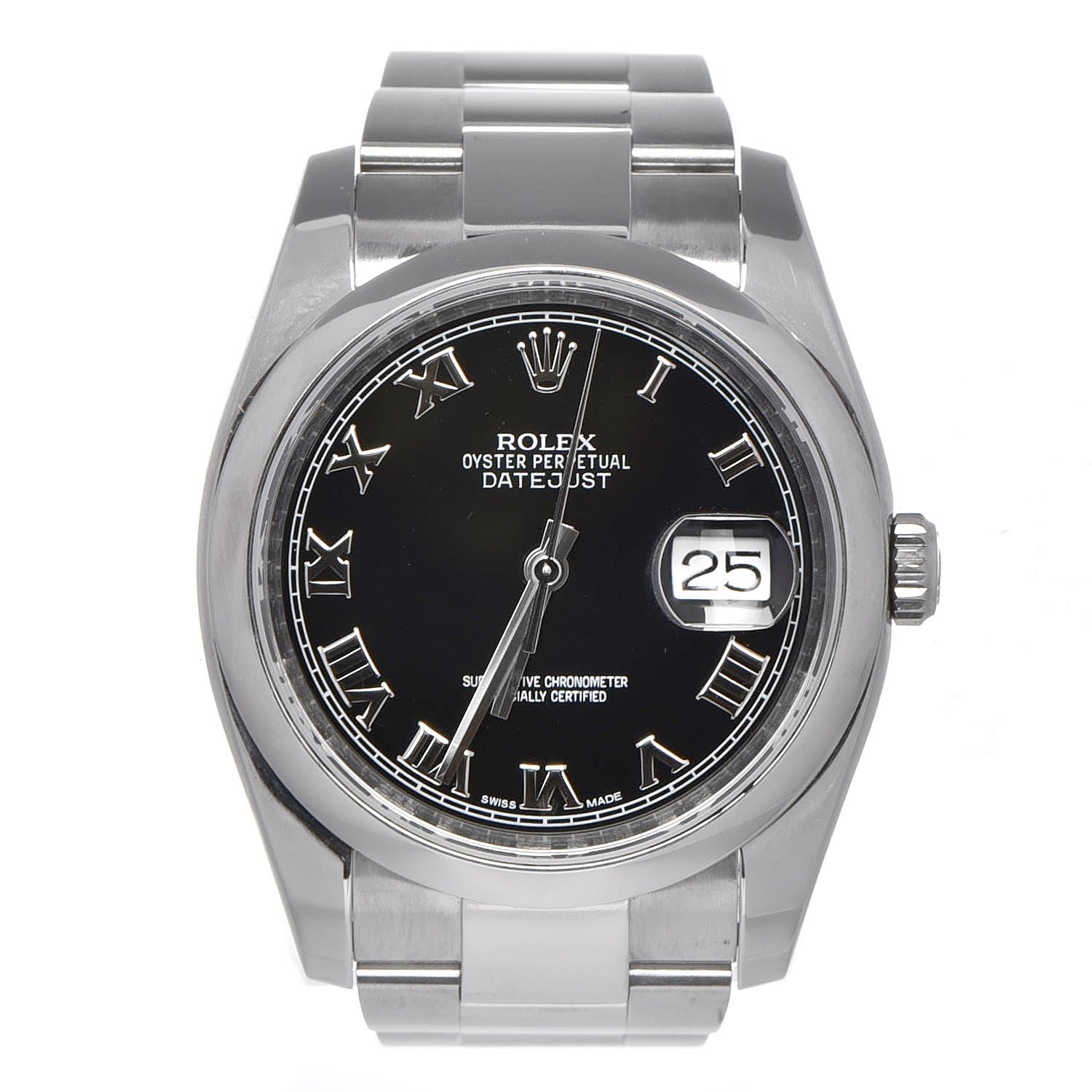 Rolex Stainless Steel 36mm Oyster Perpetual Datejust Watch Black Roman 16220 1 of 8