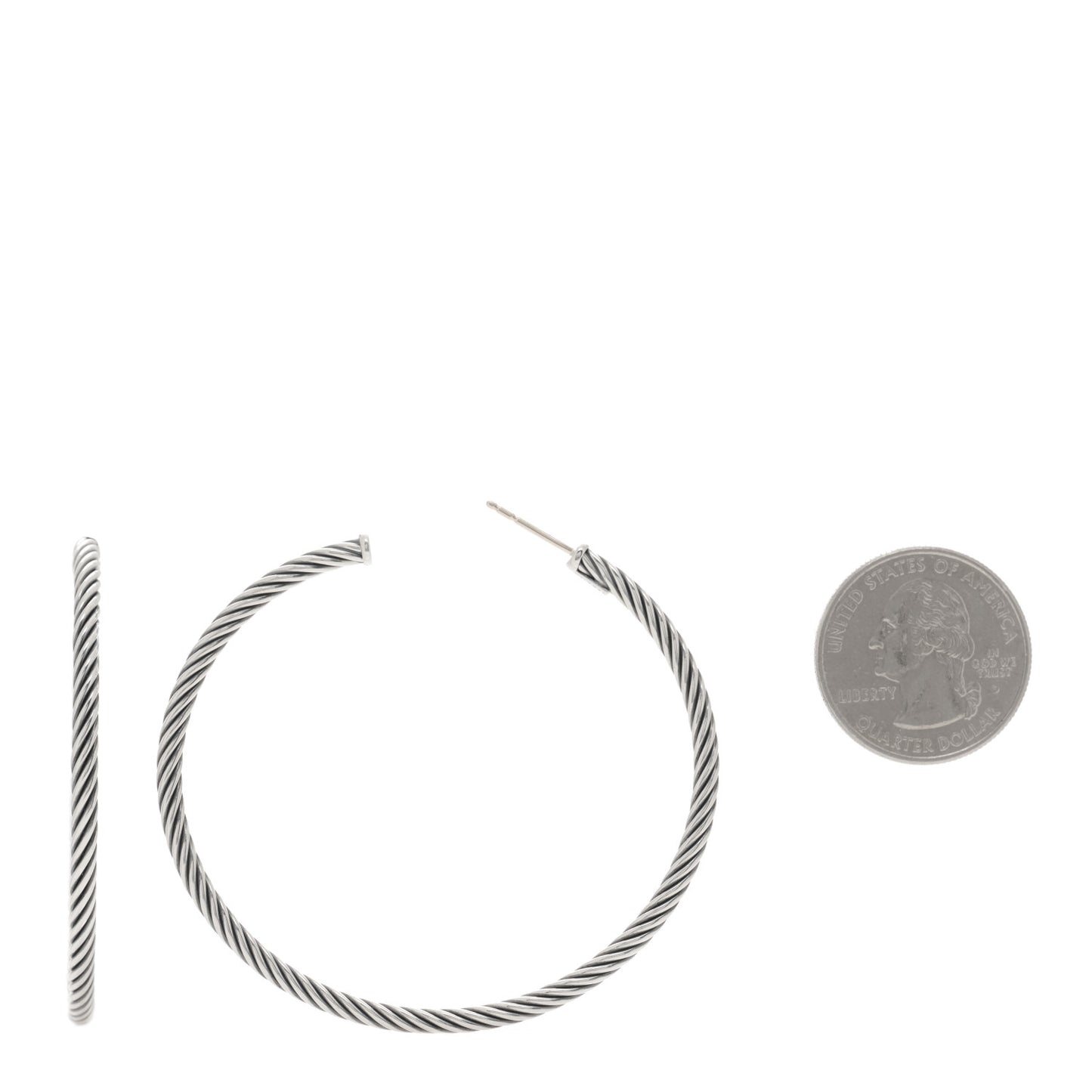 Sterling Silver Large Sculpted Cable Hoop Earrings