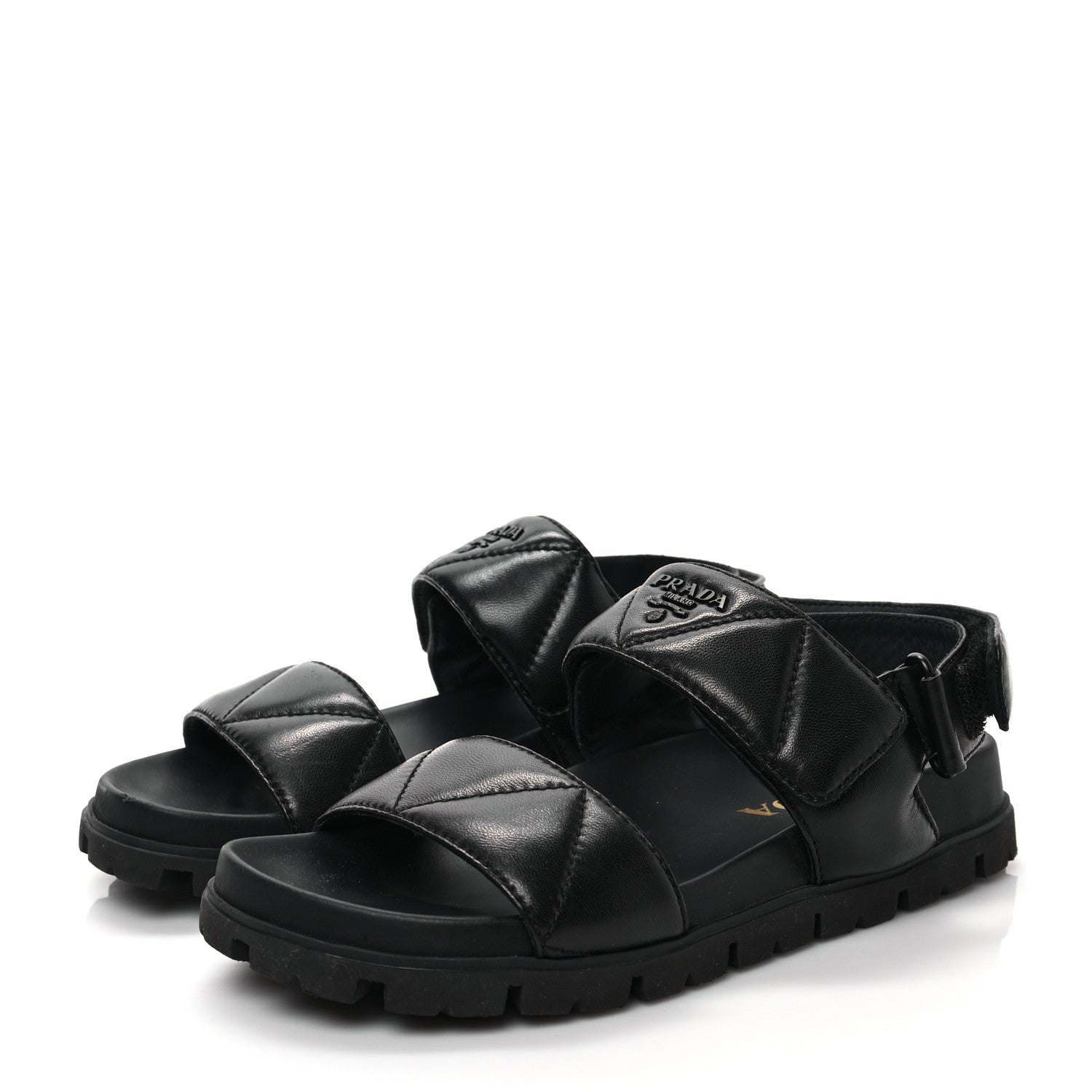 Prada Nappa Logo Quilted 20mm Sport Sandals 35 Black 3 of 9