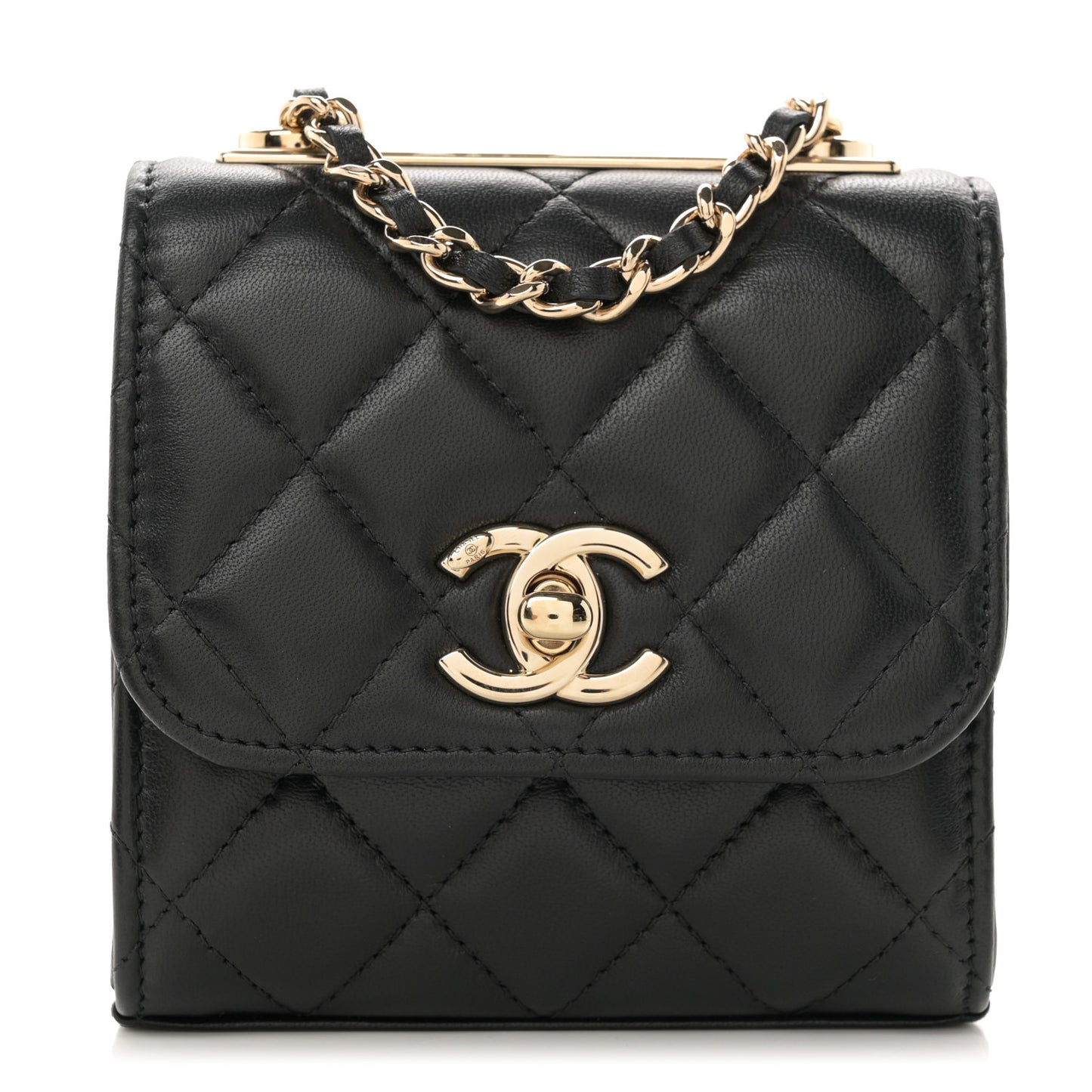 Lambskin Quilted Mini Trendy CC Chain Wallet Black