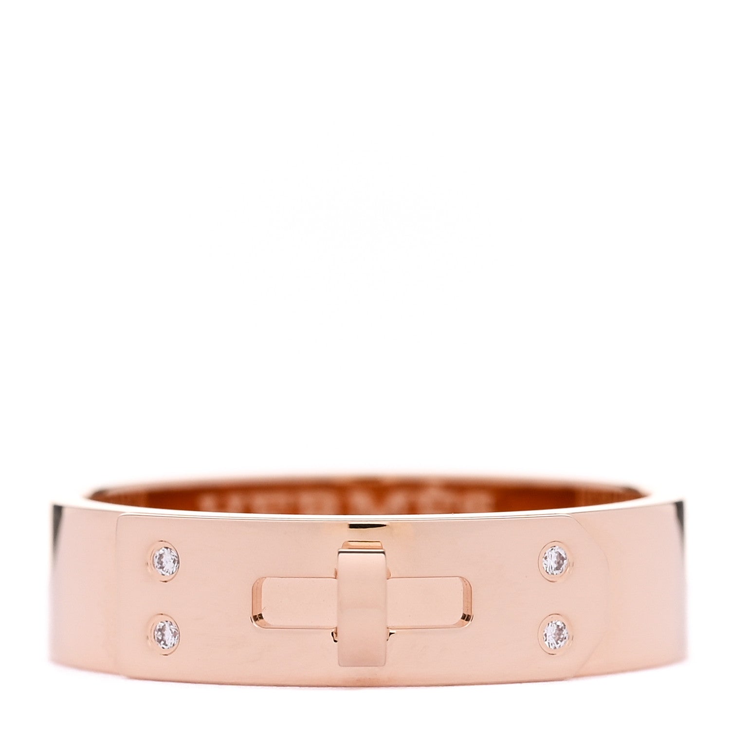 Hermes 18K Rose Gold Diamond PM Kelly Ring 54 7 1 of 5