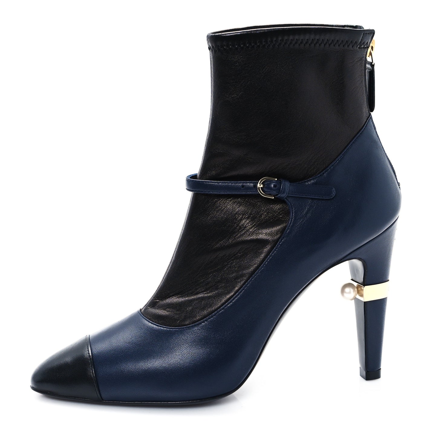 Lambskin Booties 39 Black Navy