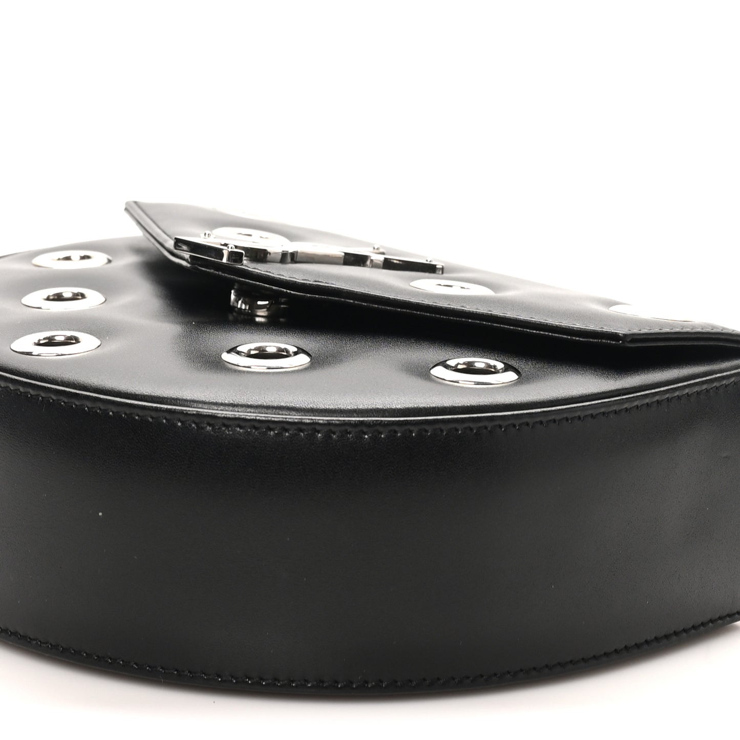 Box Calfskin Grommet Crossbody Bag Black