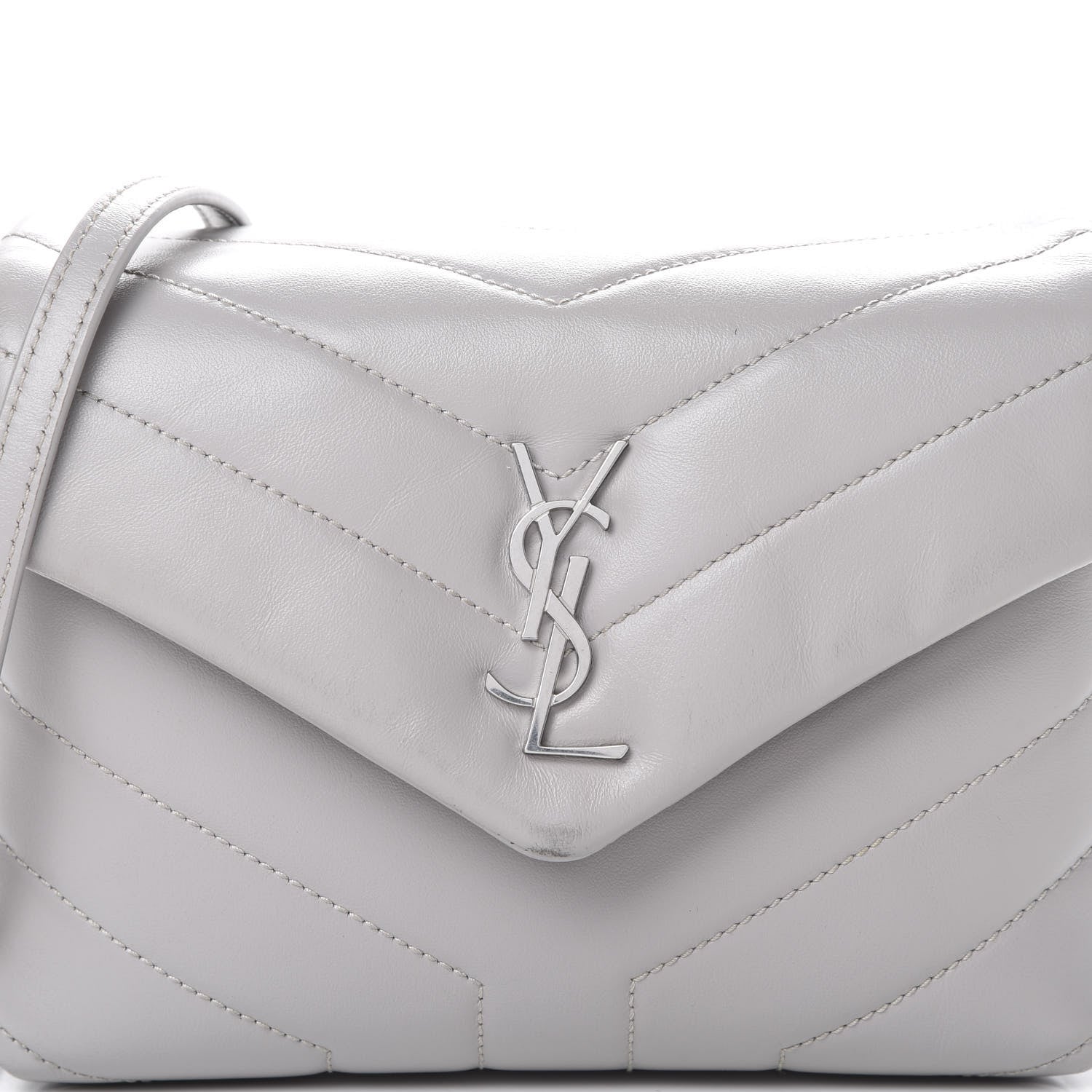 Saint Laurent Calfskin Y Quilted Monogram Toy Loulou Satchel Granite 7 of 15