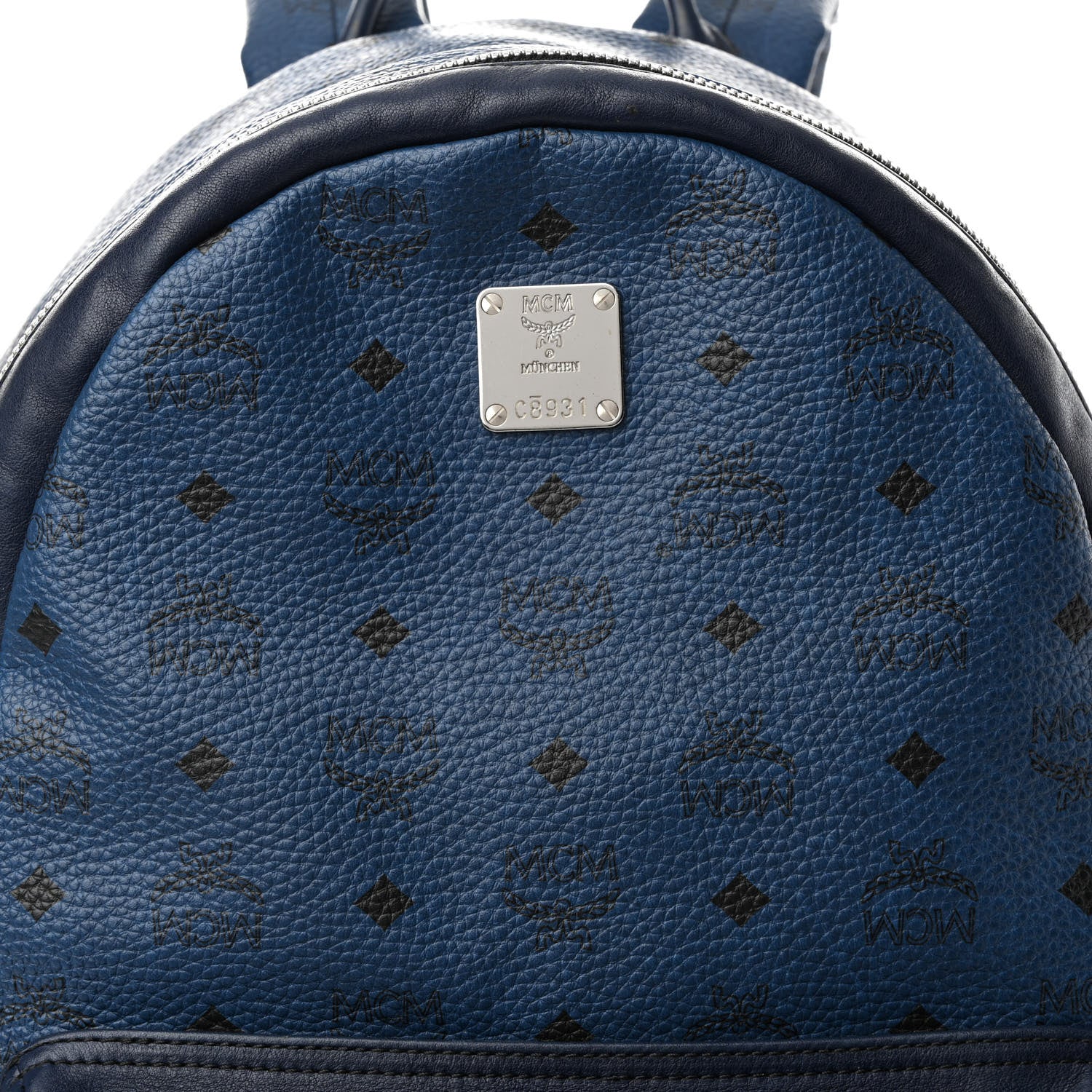 MCM Visetos Medium Stark Backpack Navy Blue 8 of 11