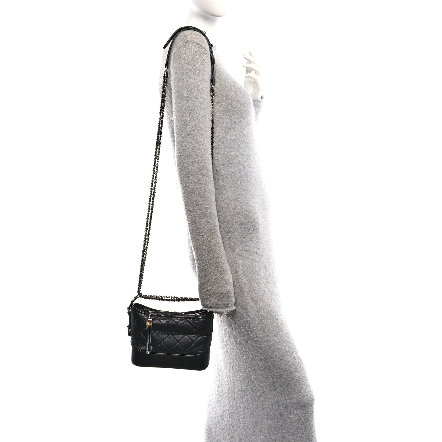 Chanel Aged Calfskin Quilted Small Gabrielle Hobo Black 2 of 10