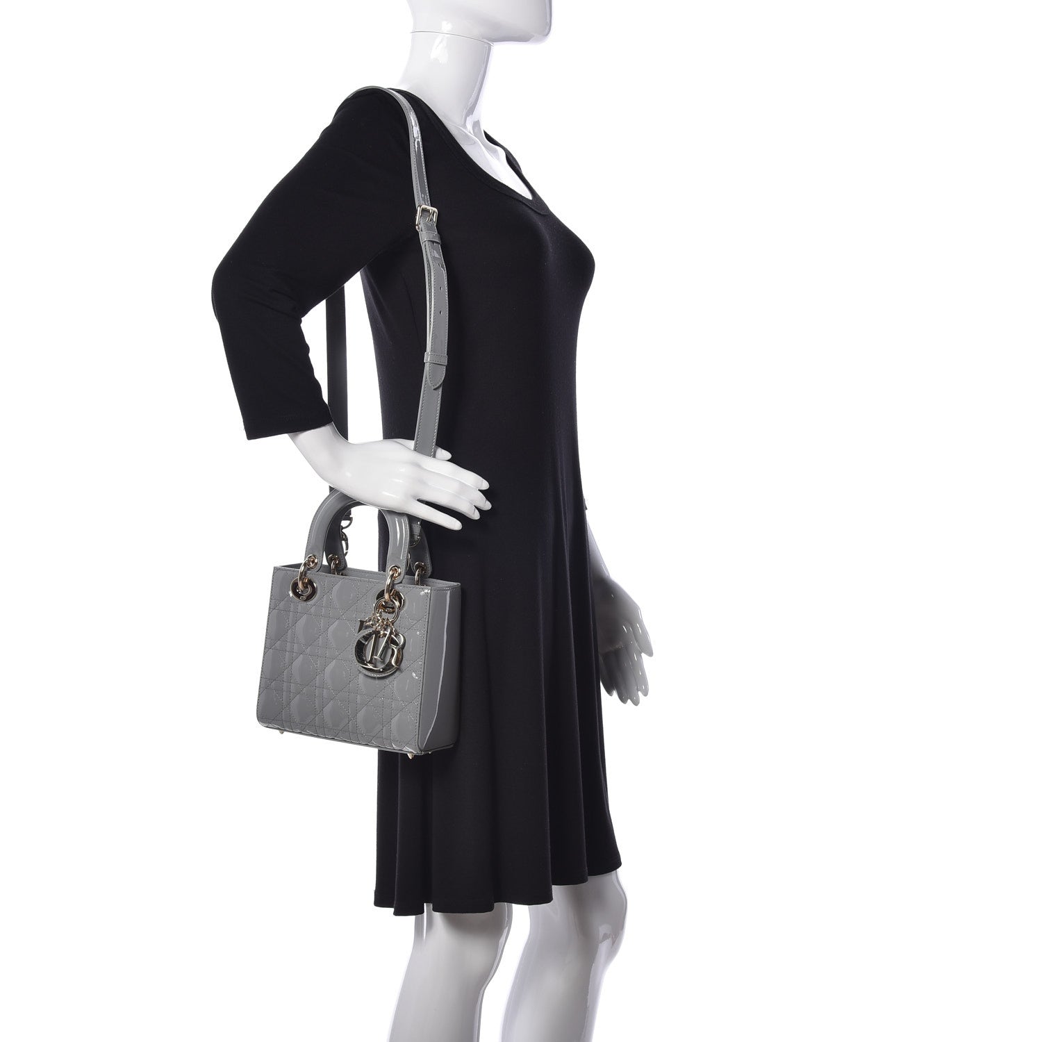 Christian Dior Patent Cannage Small Lady Dior Grey 2 of 9