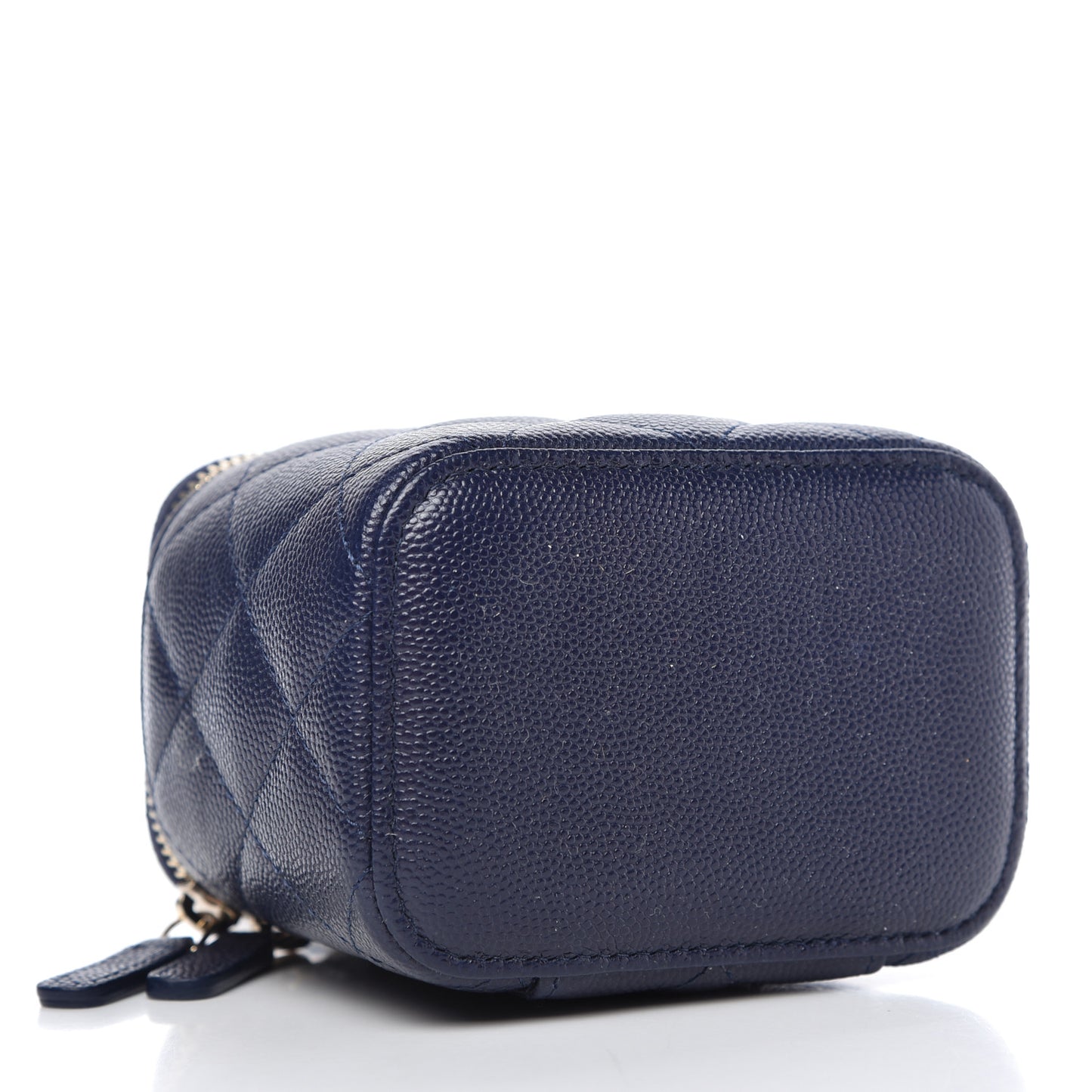 Caviar Quilted Mini Vanity Case With Chain Navy Blue
