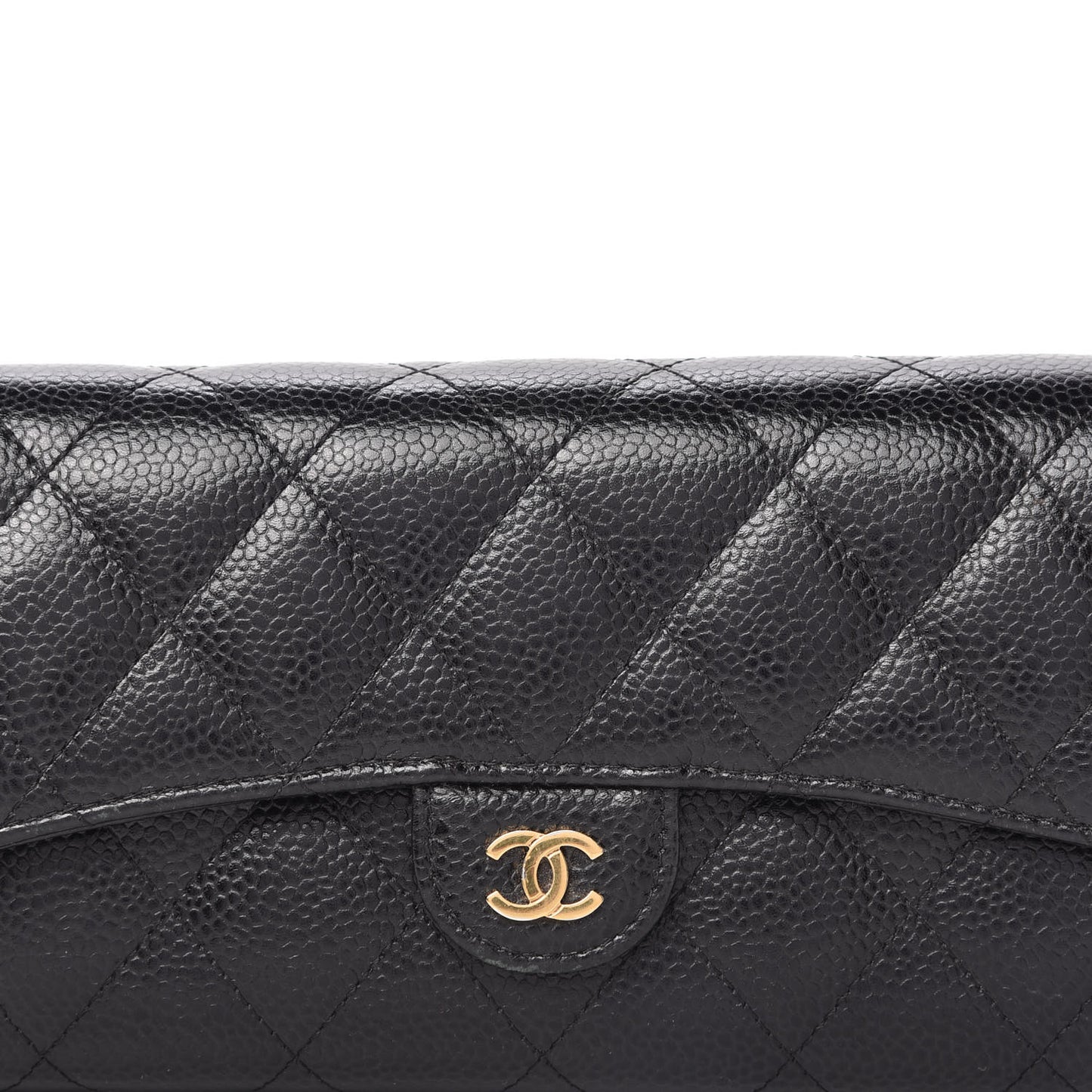 Caviar Quilted Large Gusset Flap Wallet Black