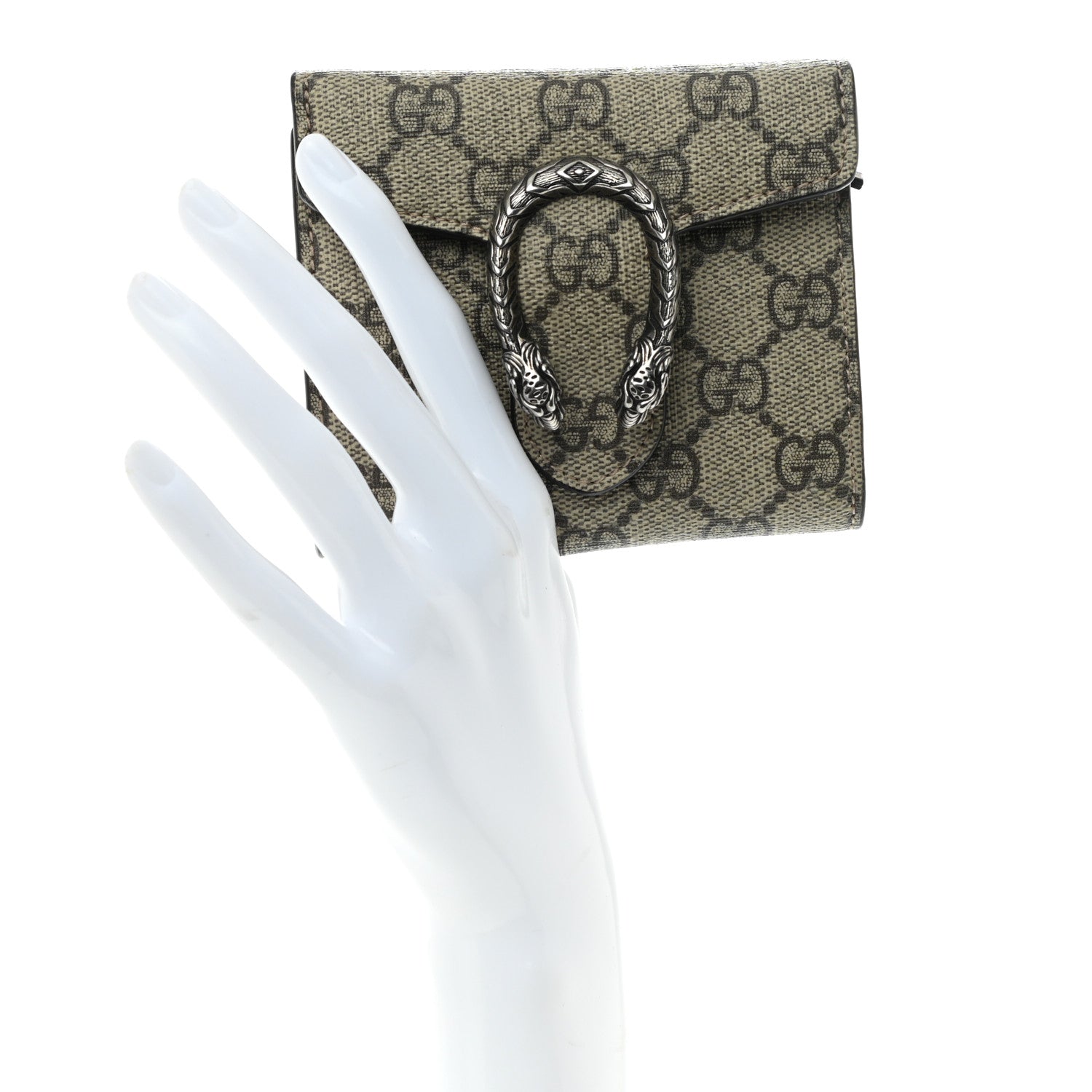 Gucci GG Supreme Monogram Dionysus Card Case Wallet Beige Taupe 2 of 10