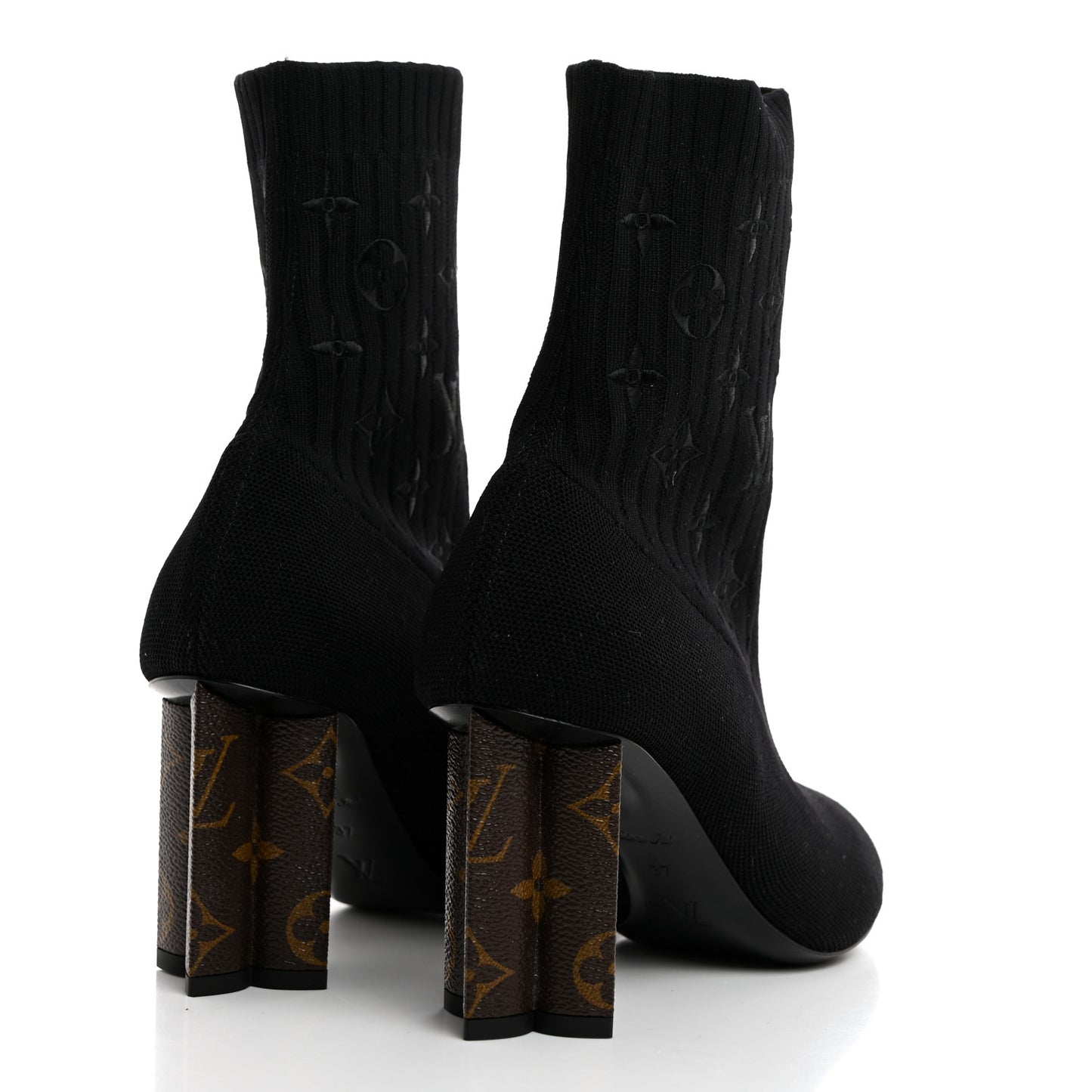 Monogram Stretch Fabric Silhouette Ankle Boots 37 Black