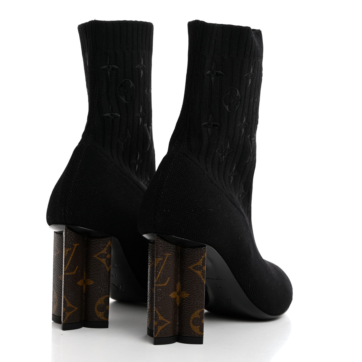 Louis Vuitton Monogram Stretch Fabric Silhouette Ankle Boots 37 Black 4 of 7