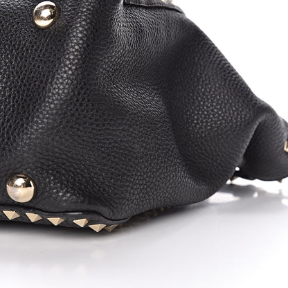 Valentino Garavani Pebbled Calfskin Medium Rockstud Tote Black 22 of 23