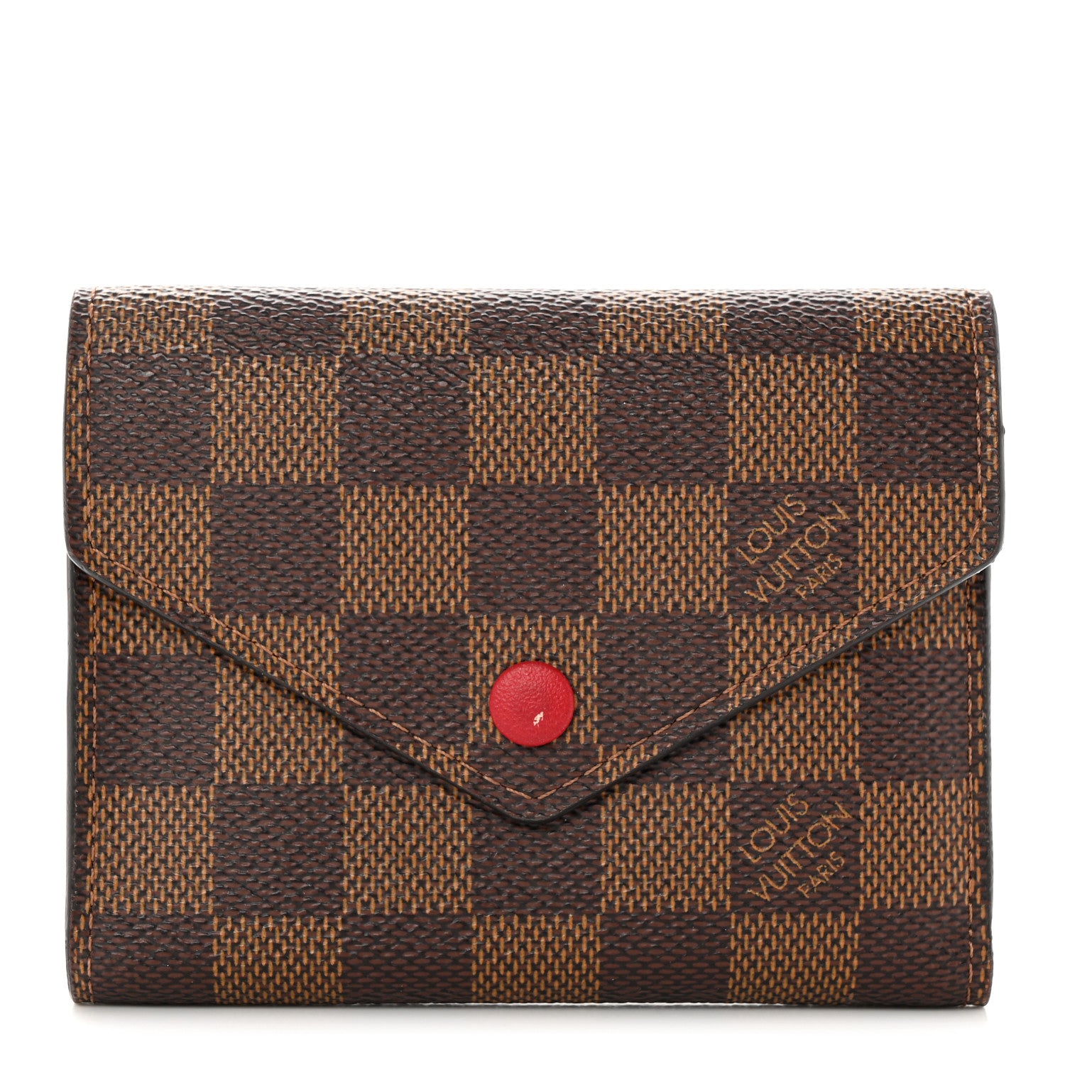 Louis Vuitton Damier Ebene Victorine Wallet Red 1 of 9