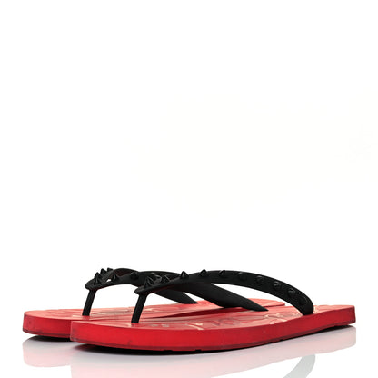 Christian Louboutin Rubber Spike Loubi Donna Flip Flop 41 Black Red 3 of 7