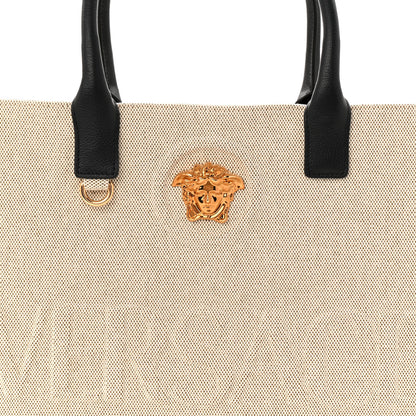 Versace Canvas Calfskin Large La Medusa Tote Bag Beige 7 of 11