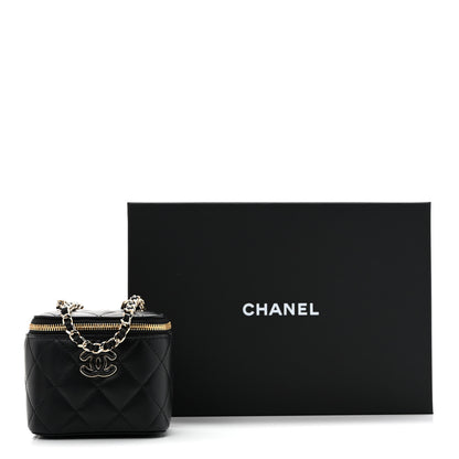 Chanel Lambskin Quilted Mini Enamel Vanity Case With Chain Black 11 of 11