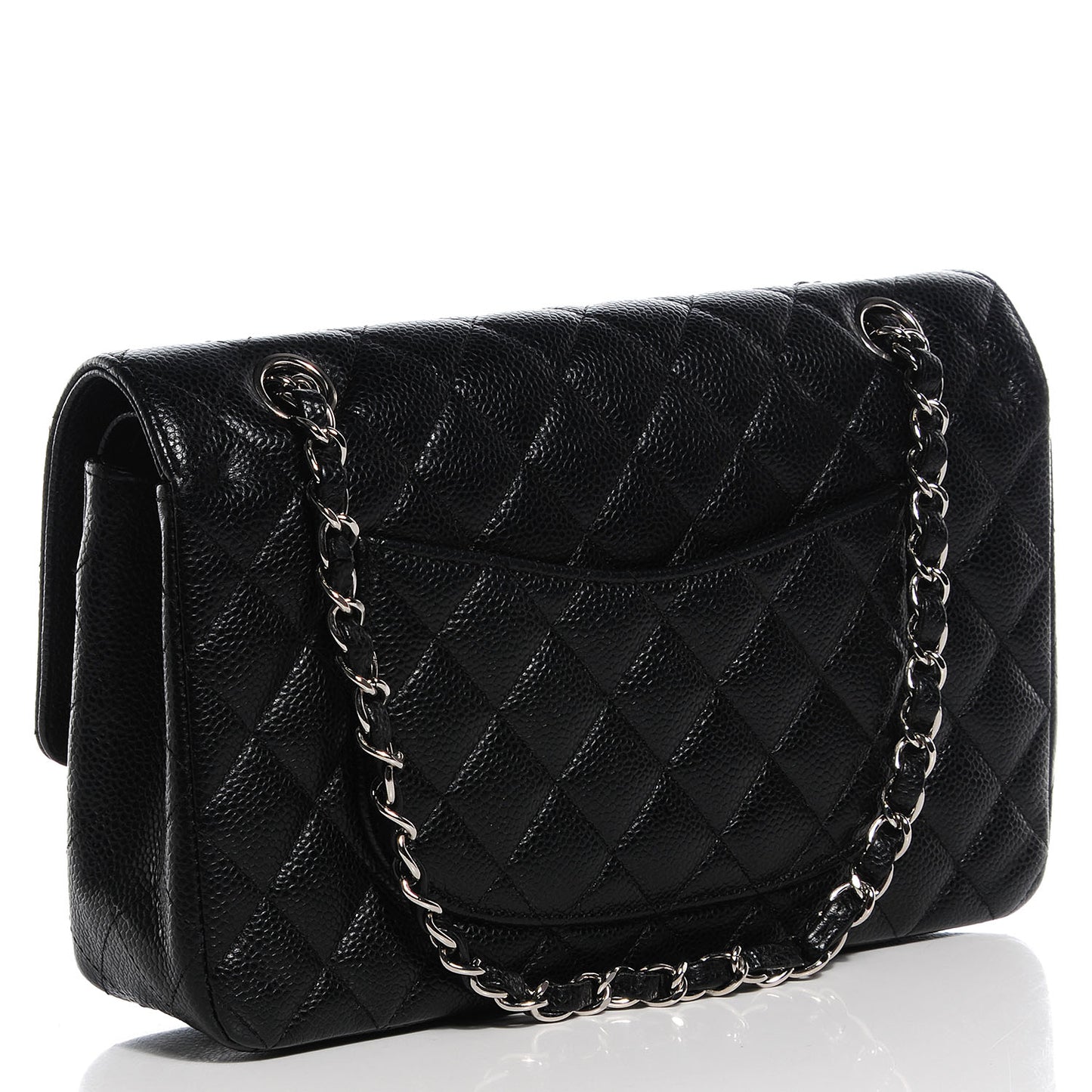 Caviar Quilted Medium Double Flap Black
